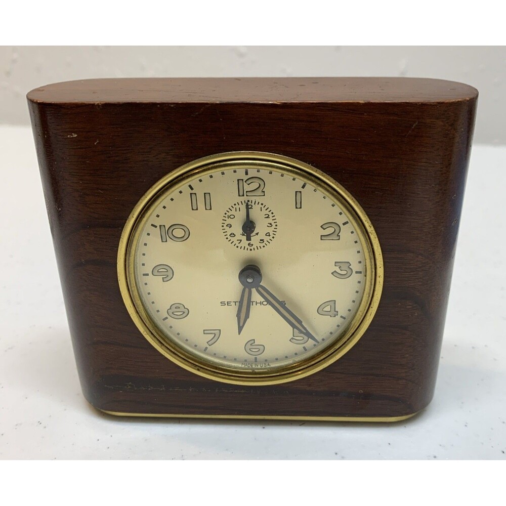 Seth Thomas Deft-3 Art Deco Manual Wind Clock Alarm Travel Camping Working